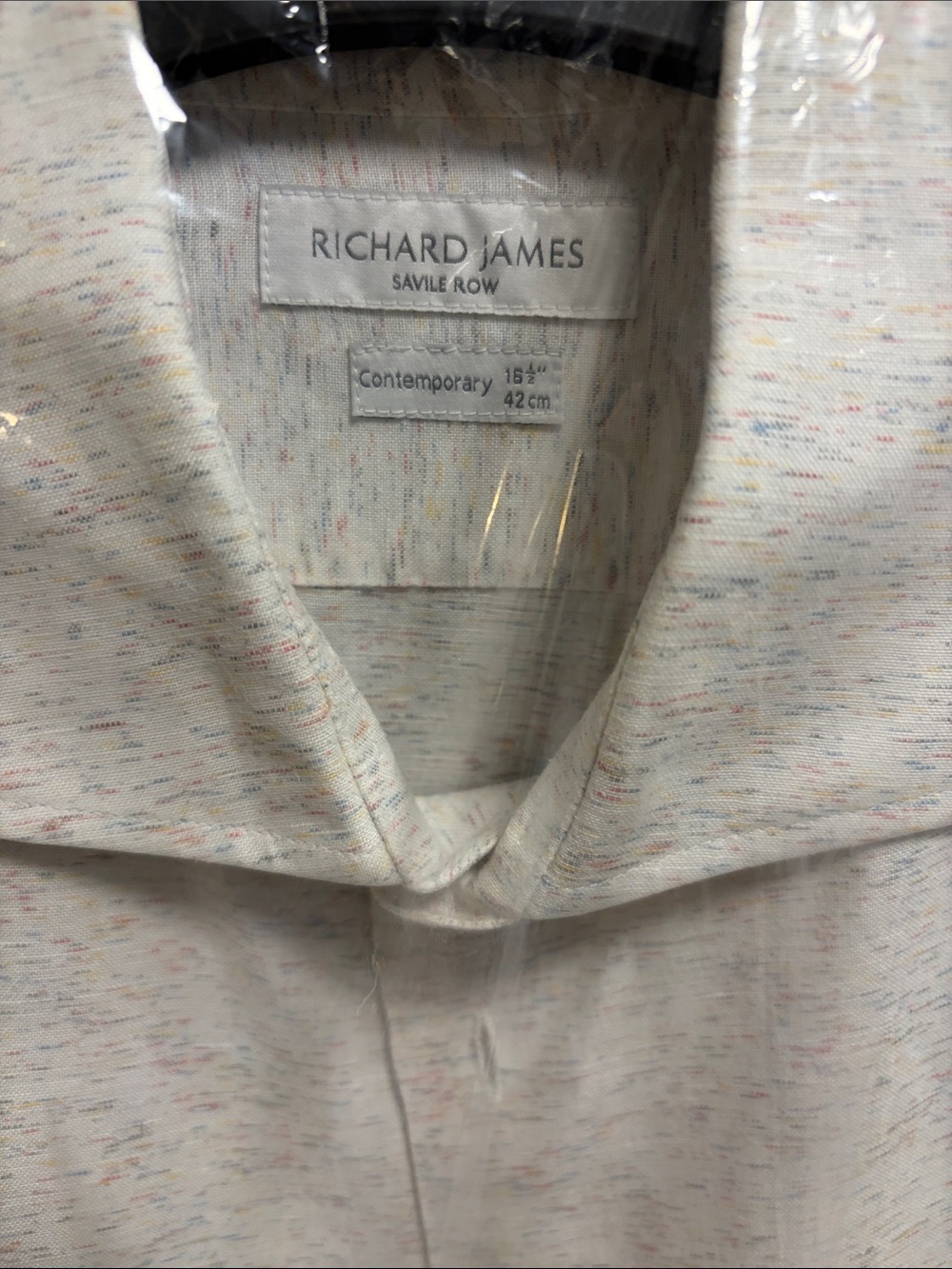 Richard James Cream Dress Shirt with Multicolor Speckle